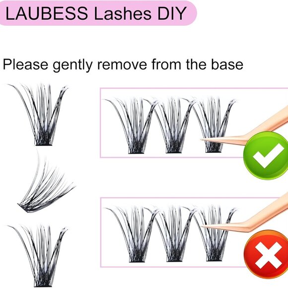 LAUBESS Cluster Lashes 240pcs 20D 40D Mixed Tray DIY Eyelash Extension D Curl - Picture 2 of 6